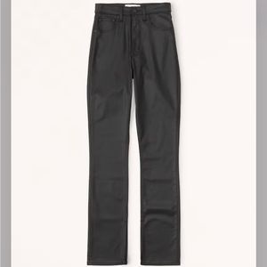 A&F Ultra High Rise 90’s Slim Straight Jean - Coated Black with Vent Hem 27 Reg